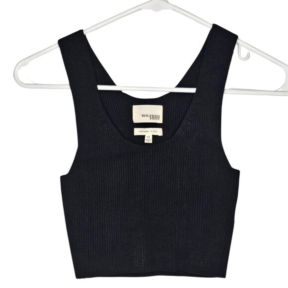 Aritzia Wilfred Free Black Knit Crop Scoop Tank Top, XS - Picture 1 of 7